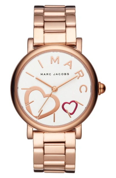 Marc Jacobs Classic Bracelet Watch, 37mm In Rose Gold/ White/ Rose Gold