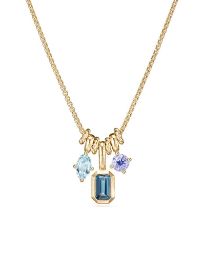 David Yurman Novella Pendant Necklace With Hampton Blue Topaz, Aquamarine & Tanzanite In Multi/gold