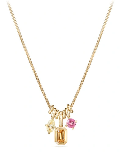 David Yurman Novella Pendant Necklace With Spessartite Garnet, Yellow Beryl & Pink Tourmaline In Multi/gold