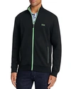 Hugo Boss Boss Green Skaz Contrast Trim Zip Sweatshirt In Black
