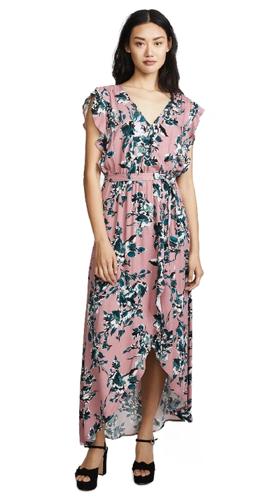 Splendid Floral Print Faux-wrap Maxi Dress In Pink