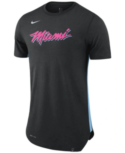 Nike Men's Miami Heat Alternate Hem Short Sleeve T-shirt In Black