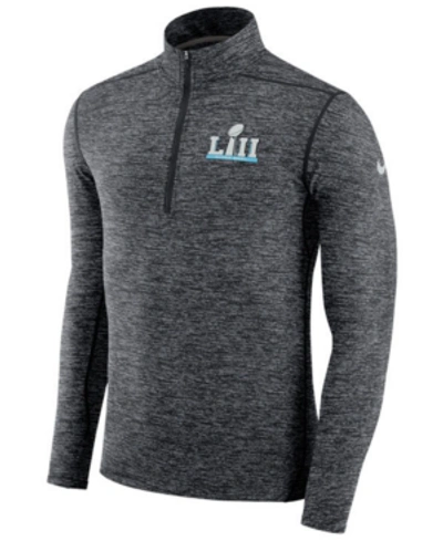 Nike Men's Super Bowl Lii Element Quarter-zip Pullover In Black/heather Charcoal