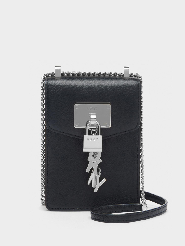 dkny elissa pebbled charm chain strap crossbody