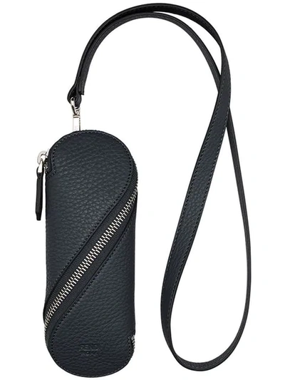 Fendi Eyewear Zipped Keychain Holder - Black