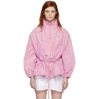 Emilio Pucci Pink Embroidered 'firenze' Windbreaker Jacket