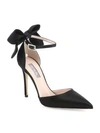 Sjp By Sarah Jessica Parker Trance Bow Satin Ankle-strap Pumps In Black