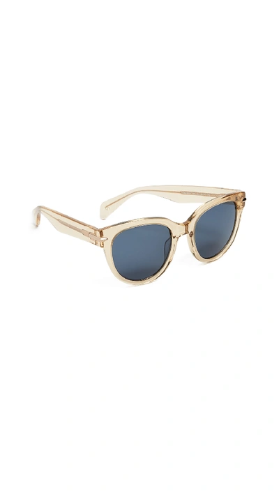 Rag & Bone Iconic Rounded Sunglasses In Crystal Yellow/blue