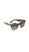 Rag & Bone Iconic Rounded Sunglasses In Green Havana/grey
