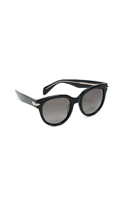 Rag & Bone Iconic Rounded Sunglasses In Black/grey