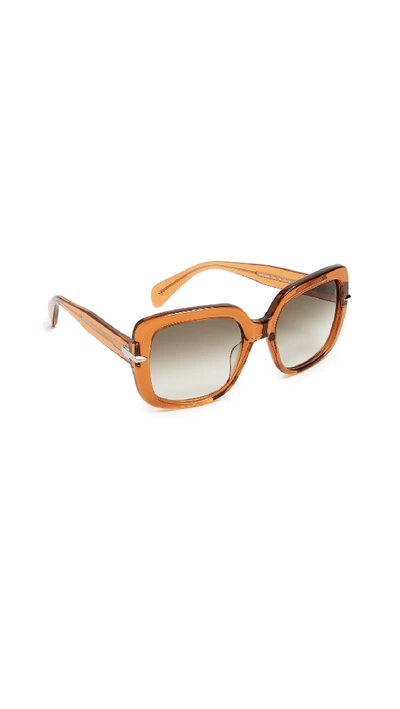 Rag & Bone Iconic Square Sunglasses In Brown/khaki