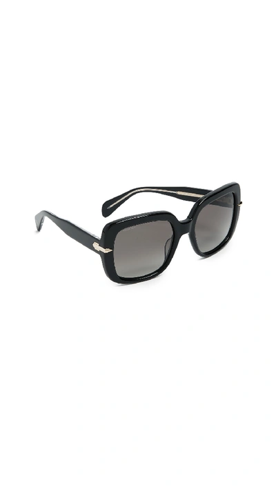 Rag & Bone Iconic Square Sunglasses In Black/grey