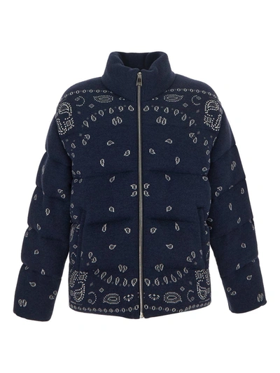 Alanui Bandana-print Wool Puffer Jacket In Blue