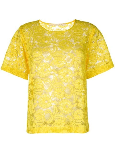 Miahatami Floral Lace Top In Yellow