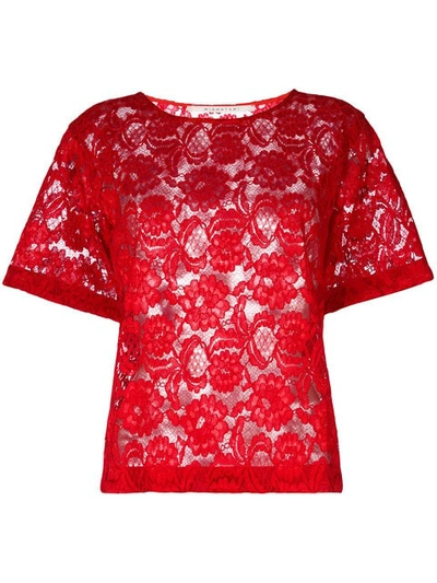 Miahatami Floral Lace Top In Red