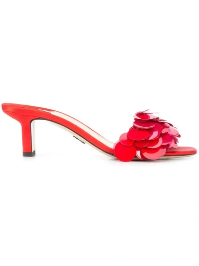 Paul Andrew Sequin Front Heeled Sandals In Red