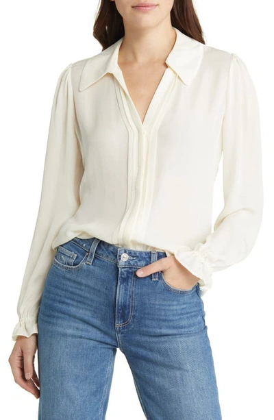 Paige Silvina Silk Button-up Blouse In Ant White
