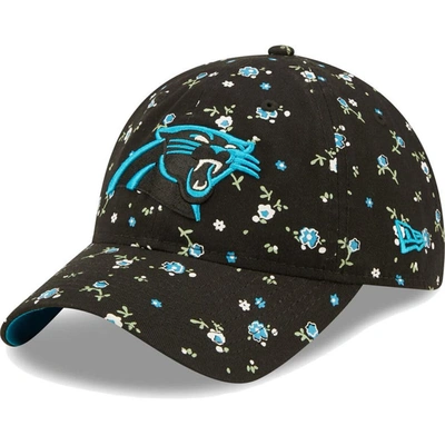 New Era Black Carolina Panthers  Floral 9twenty Adjustable Hat