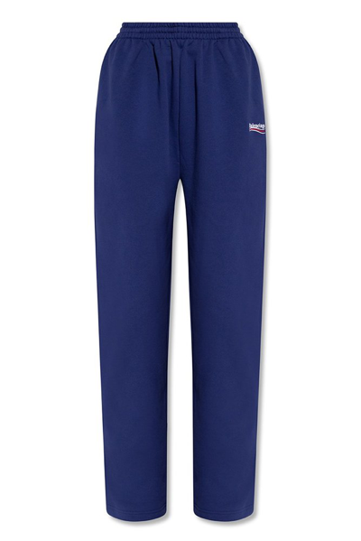 Balenciaga Logo Embroidered Oversized Sweatpants In Blue