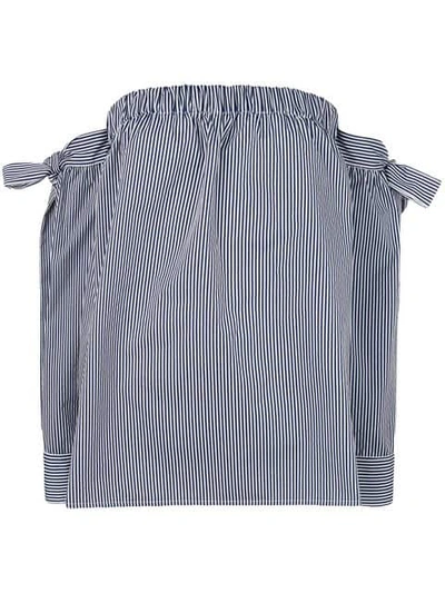 Miahatami Striped Off-shoulder Blouse In Blue