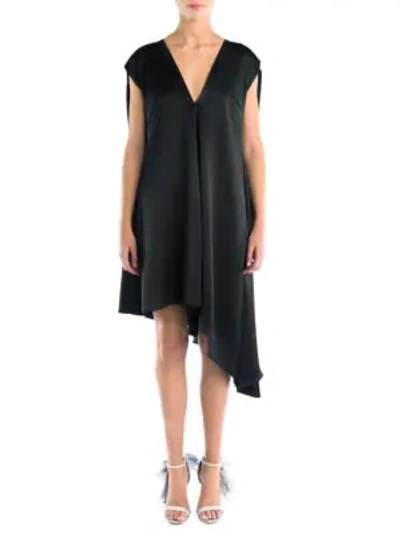 Msgm Asymmetric Flowy Dress In Black