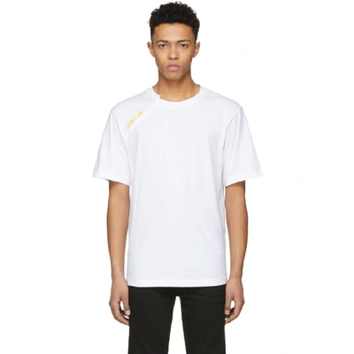 Helmut Lang Logo-embroidered Cotton T-shirt In Off White