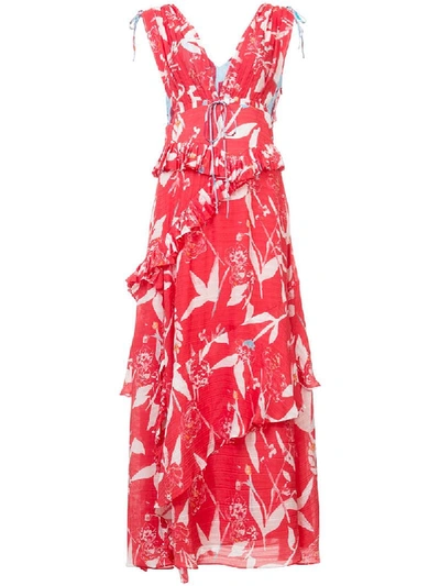 Tanya Taylor Parrot Angie Dress In Watermelon