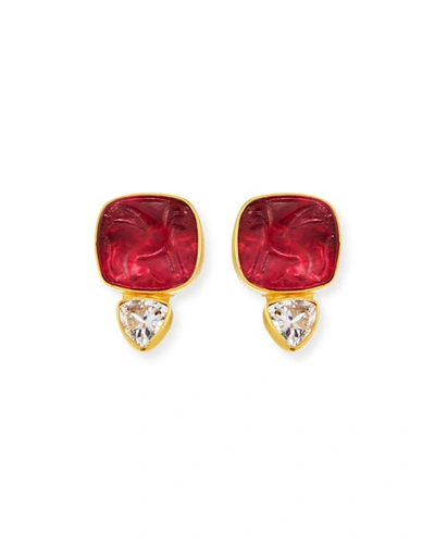 Dina Mackney Italian Glass & Topaz Stud Earrings In Raspberry