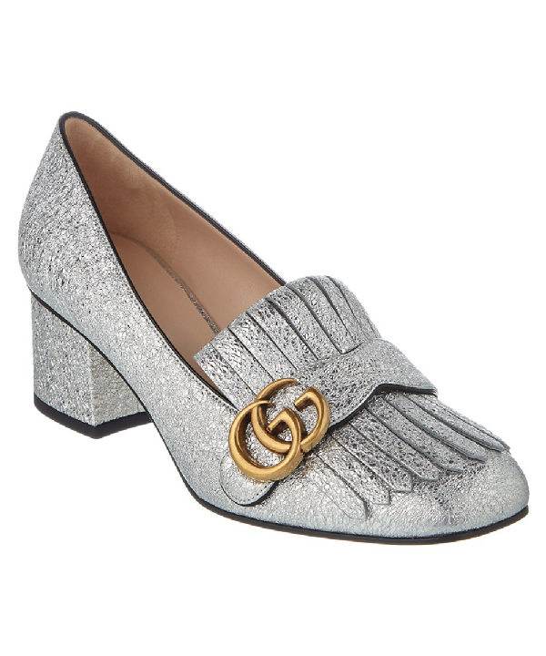 gucci metallic mid heel pump