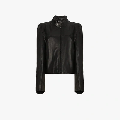 Vetements Structured Shoulders Leather Jacket In Black