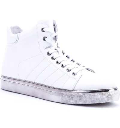 Badgley Mischka Hunter High Top Sneaker In White Leather