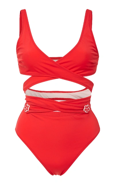 Solid & Striped The Lauren Convertible One Piece Swimsuit In Red