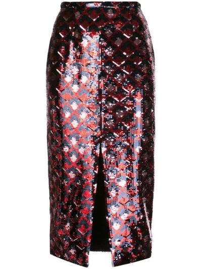 Rochas Sequin Midi Skirt In Black