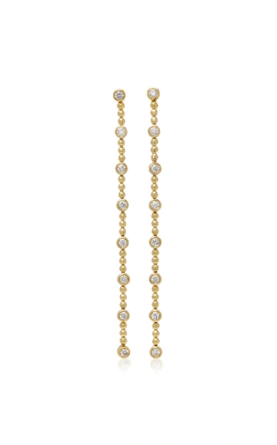 Sara Weinstock White Diamond Isadora Bezel And Bead Drop Earrings In Gold