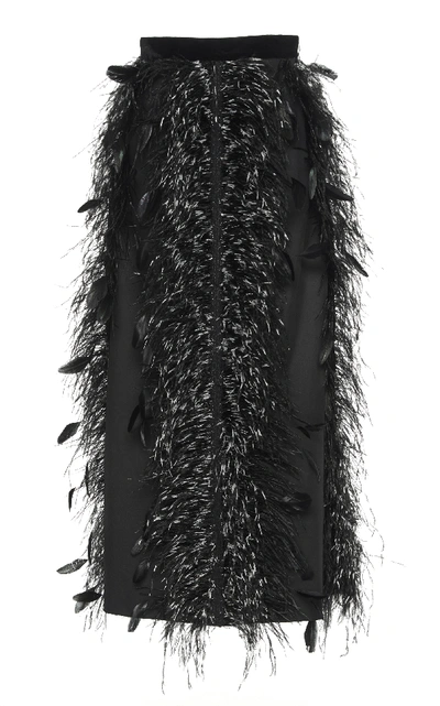 Huishan Zhang Feather Canary Skirt In Black