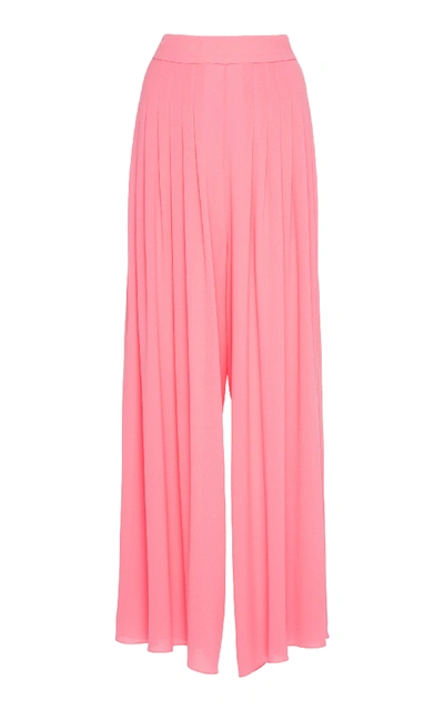 Emilia Wickstead Carla Pleated Jersey-crepe Trousers In Pink