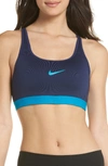 Nike Classic Strappy Sports Bra In Binary Blue/ Neo Turquoise