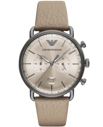 Armani Collezioni Men's Chronograph Taupe Leather Strap Watch 43mm