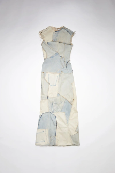 Acne Studios Denim Patchwork Dress In Light Sand
