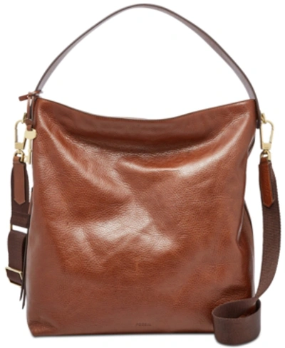 Fossil Maya Pebble Leather Hobo In Brown
