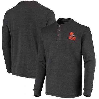 Dunbrooke Charcoal Cleveland Browns Logo Maverick Thermal Henley Long Sleeve T-shirt