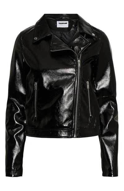 Noisy May Kaya Faux Leather Moto Jacket In Black