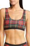 Meundies Print Bralette In Festive Plaid