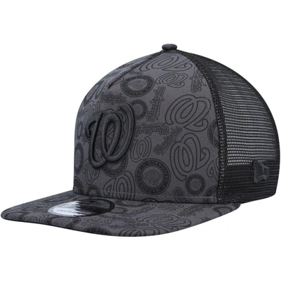 New Era Black Washington Nationals Repeat A-frame 9fifty Trucker Snapback Hat