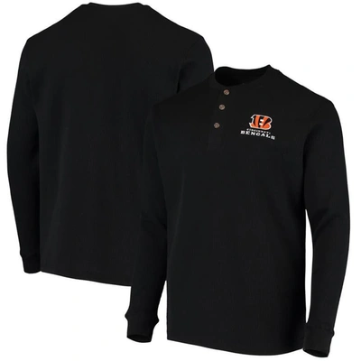 Dunbrooke Black Cincinnati Bengals Logo Maverick Thermal Henley Long Sleeve T-shirt