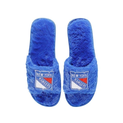 Foco Royal New York Rangers Rhinestone Fuzzy Slippers