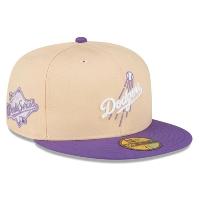 New Era Men's  Peach, Purple Los Angeles Dodgers 1988 World Series Side Patch 59fifty Fitted Hat In Peach,purple