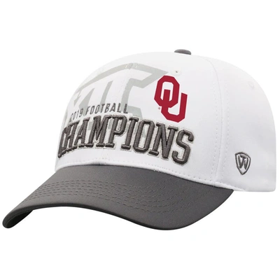 Top Of The World Men's White/gray Oklahoma Sooners 2019 Big 12 Football Champions Locker Room Adjustable Hat