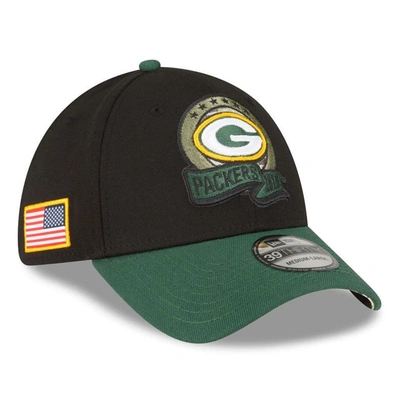 New Era Black Green Bay Packers 2022 Salute To Service 39thirty Flex Hat
