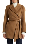 Ralph Lauren Belted Wool Blend Coat In New Vicuna